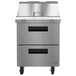 A Hoshizaki stainless steel refrigerated sandwich prep table with 2 drawers.