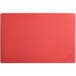 A red rectangular polyethylene cutting board.