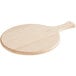 A Choice wooden serving board with a handle.