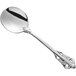 An Acopa Ophelia stainless steel bouillon spoon with a handle.