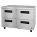 A stainless steel Hoshizaki undercounter freezer with drawers.