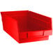 A red plastic Regency shelf bin.