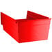 A red plastic Regency shelf bin.