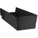 A black Regency plastic shelf bin with an open lid.