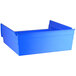 A Regency blue plastic shelf bin with a handle.