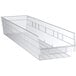 A clear plastic Regency shelf bin with handles.