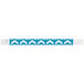 A blue and white Carnival King wristband with white arrow designs.