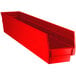 A red plastic Regency shelf bin.