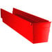 A red plastic Regency shelf bin with two compartments.