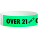 A mint green Carnival King paper wristband with black text that says "OVER 21"