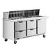 A Beverage-Air stainless steel commercial kitchen table with 4 drawers.