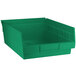 A green plastic Regency shelf bin.