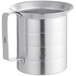 A silver aluminum Choice measuring cup with a handle.