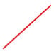 A red and white unwrapped plastic coffee stirrer.