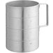 A silver aluminum Choice 4 Qt. measuring cup with a handle.