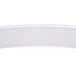 A clear curved handle for a soup container.