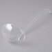 A clear plastic ladle with a long curved handle.