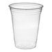 A clear plastic Dart cold cup with a clear lid.