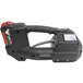 A black and red battery operated PAC Strapping Products strapping tool with a handle.