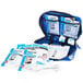 A blue and black Medi-First soft sided burn kit.