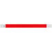 A red wristband with white stripes.