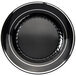 A Fineline Silver Splendor black plastic plate with silver bands on the rim.