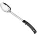 A Choice stainless steel basting spoon with a black handle.