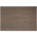 A white rectangular woven vinyl placemat with a black and brown basketweave border.