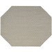 A sage woven vinyl octagon placemat with a basketweave pattern.