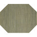 A gold Front of the House Metroweave octagon placemat with a woven pattern.