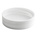 A white ribbed plastic continuous thread cap with a foam liner.