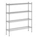 A wireframe of a Regency chrome metal shelving unit with four shelves.