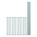 A rectangular grid with green metal shelves.