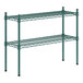 A green metal Regency shelf kit with two shelves.