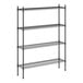 A black metal Regency wire shelving unit with four shelves.