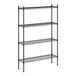 A black wire Regency shelving unit with four shelves.