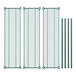 Regency green epoxy metal shelves with bars and holes.