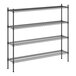 A black metal Regency wire shelving unit with four shelves.