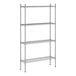 A wireframe of a Regency chrome metal shelving unit with four shelves.