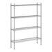 A wireframe of a Regency metal shelving unit with four shelves.