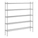 A wireframe of a Regency metal shelving unit with four shelves.