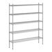 A wireframe of a Regency metal shelving unit with four shelves.