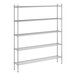 A wireframe of a Regency chrome metal shelving unit with five shelves.