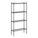 A black metal Regency 4-shelf kit for a Regency shelving unit.