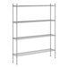 A wireframe of a Regency chrome metal shelving unit with four shelves.