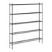 A black metal Regency wire shelving unit with five shelves.