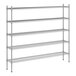 A wireframe of a Regency chrome metal shelving unit with four shelves.