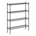 A black metal Regency 4-shelf kit with a wireframe shelf.