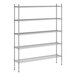 A wireframe of a Regency stainless steel shelving unit with five shelves.