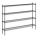 A black metal Regency storage rack with four shelves.